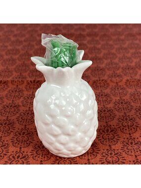 VTG Our Own Import Bone China Pineapple Toothpick Holder w/ Toothpicks Japan